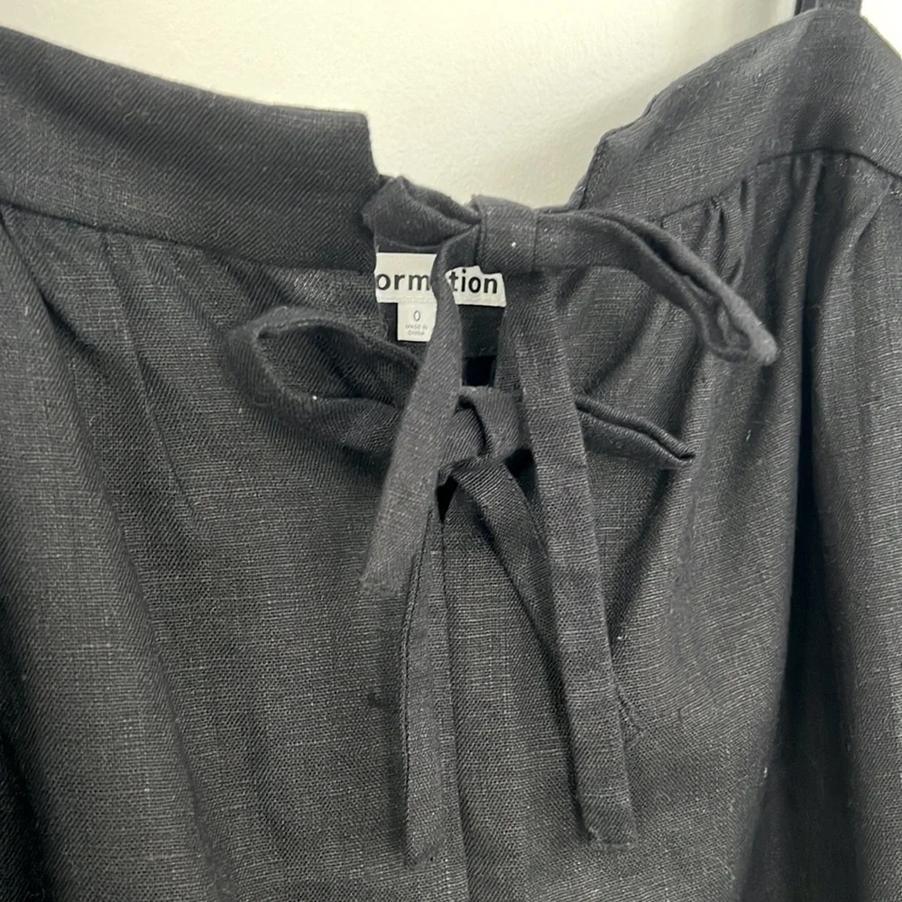 Reformation 100% Linen Black Mini Dress sz 0 - Picture 2 of 7
